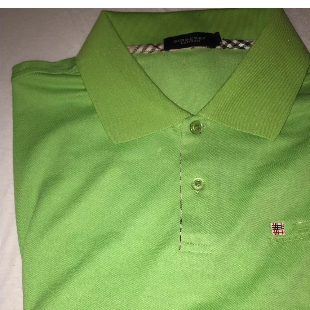 Green Burberry Britt London Polo Shirt Size L New